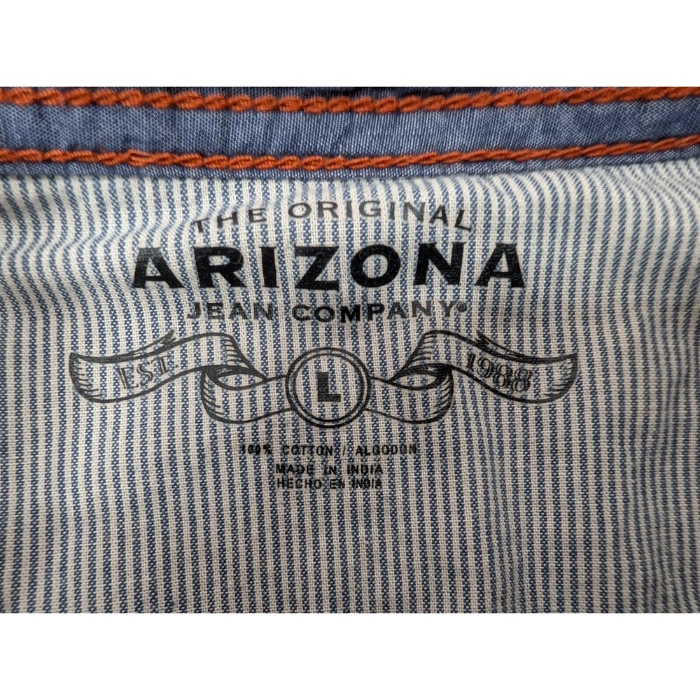 Arizona Jeans Western Cowboy Pearl Snap Shirt Men's Size L Four Wheel Copm Utah - Picture 3 of 11